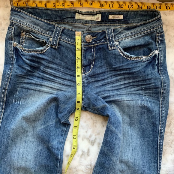 Vanilla Star Jeans Embroidered Stitched Button Flap Back Pocket Flared Denim - Picture 6 of 8